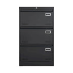 White/Black Metal Lateral 3-Drawer Locking File Cabinet, 1-Person
