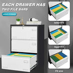 White/Black Metal Lateral 3-Drawer Locking File Cabinet, 1-Person