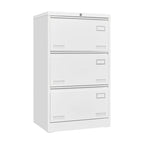 White/Black Metal Lateral 3-Drawer Locking File Cabinet, 1-Person
