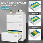 White/Black Metal Lateral 3-Drawer Locking File Cabinet, 1-Person