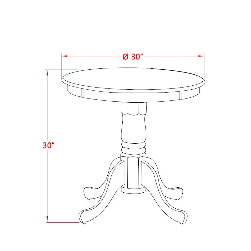 East West Furniture Eden Dining Table - a Round Wooden Table Top with Pedestal Base, Buttermilk & Cherry