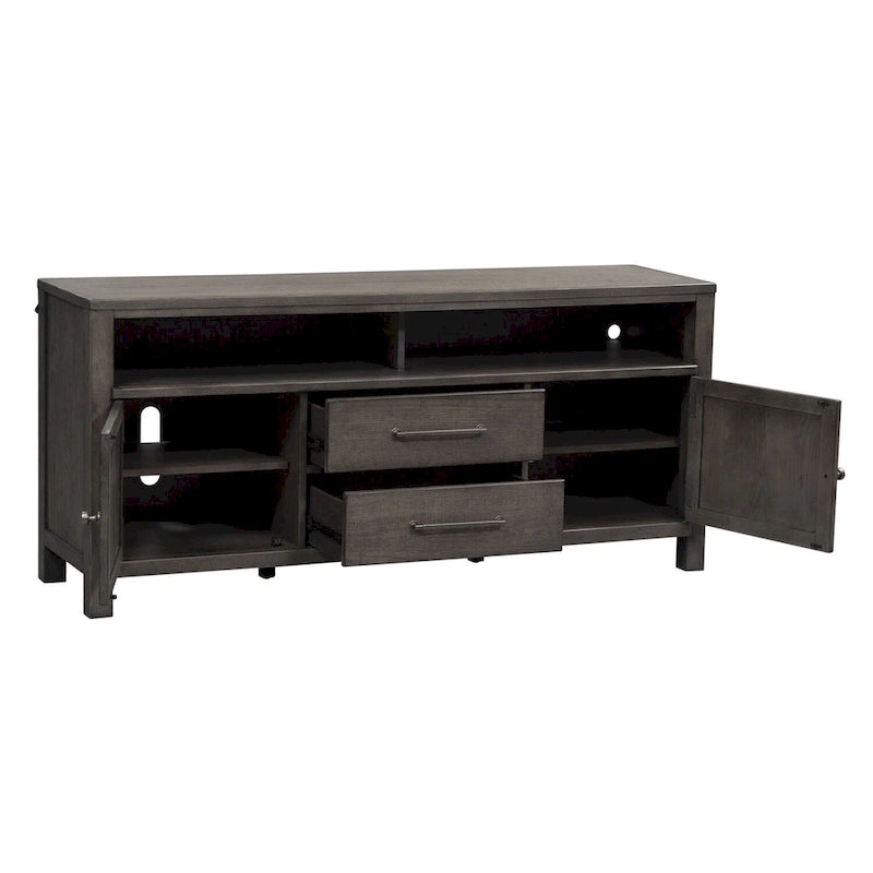 Dusty Charcoal Distressed 66" TV Console, Fits up to 72" TVs