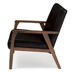 Dark Brown Faux Leather 2-Seater Loveseat, Mid-Century Modern Style