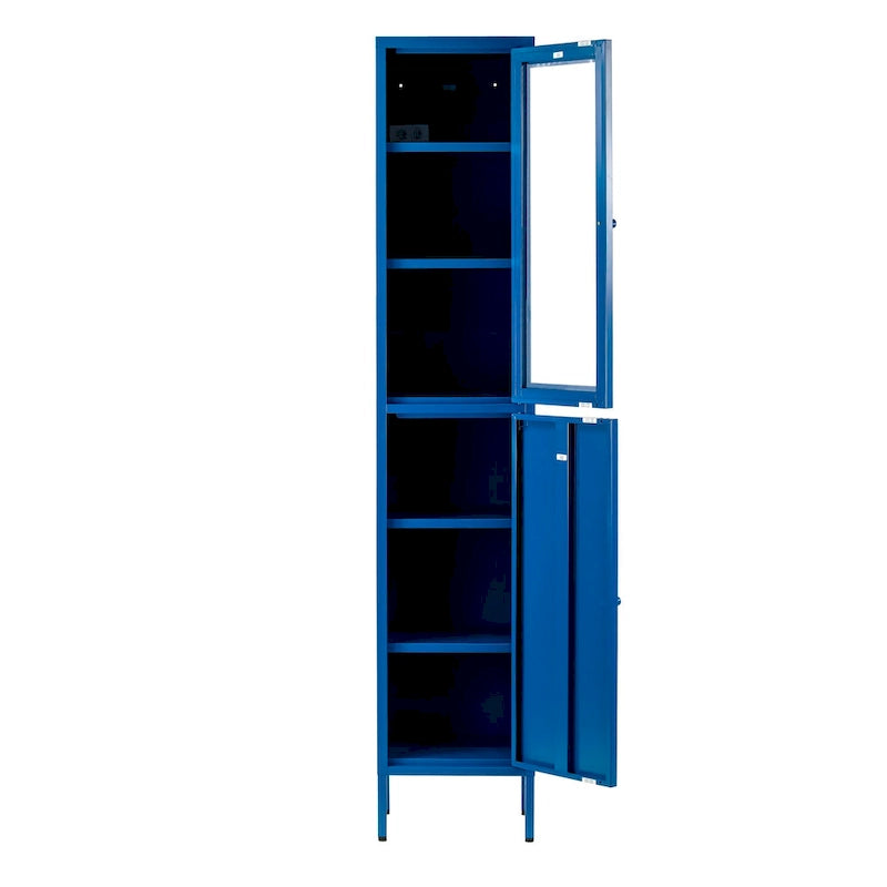 Blue Steel Finish Two-Door Storage Cabinet, Single User