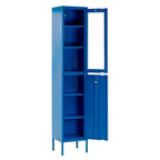 Blue Steel Finish Two-Door Storage Cabinet, Single User