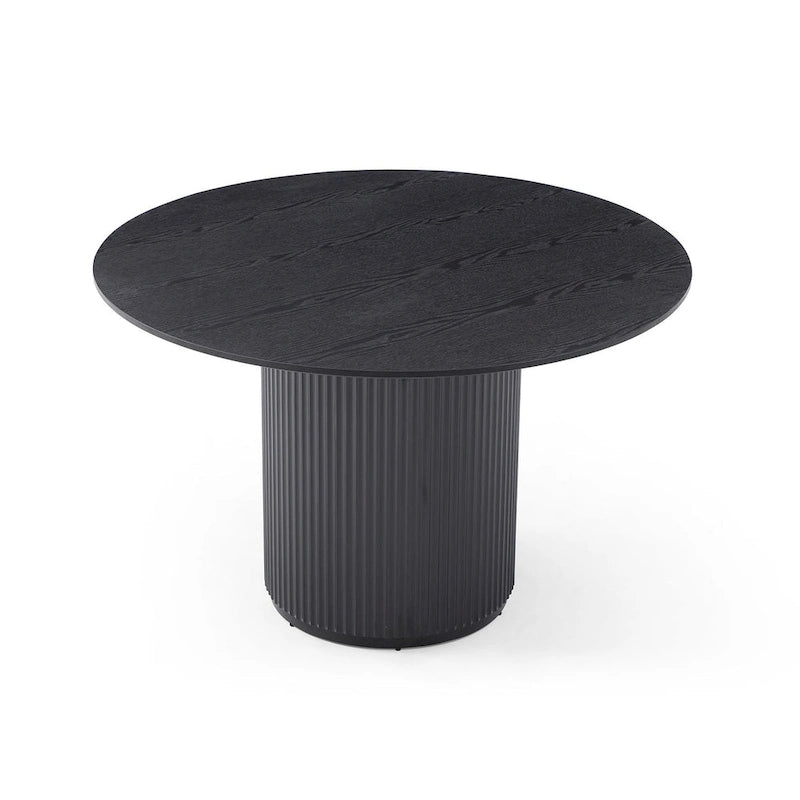 Black Round Dining Table, Pedestal Base, Seats 4