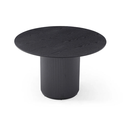 Black Round Dining Table, Pedestal Base, Seats 4