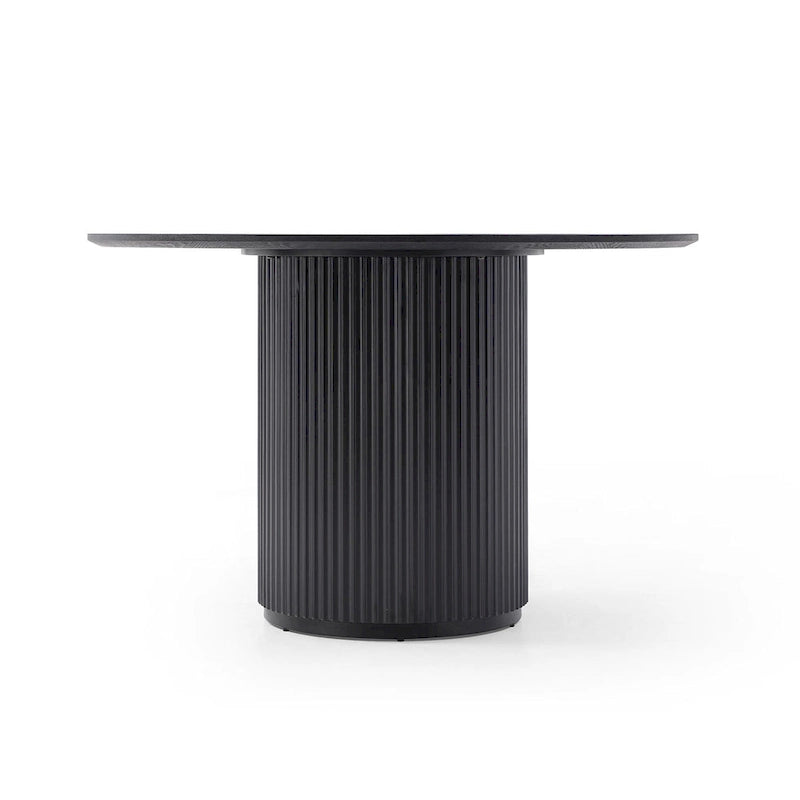 Black Round Dining Table, Pedestal Base, Seats 4