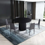 Black Round Dining Table, Pedestal Base, Seats 4