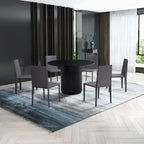 Black Round Dining Table, Pedestal Base, Seats 4