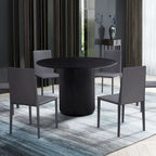 Black Round Dining Table, Pedestal Base, Seats 4