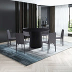 Black Round Dining Table, Pedestal Base, Seats 4
