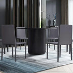 Black Round Dining Table, Pedestal Base, Seats 4