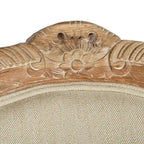 Wing Chair, Natural Linen / Ivory / Black, Camelback Style, Single Seat