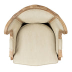 Wing Chair, Natural Linen / Ivory / Black, Camelback Style, Single Seat
