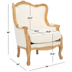 Wing Chair, Natural Linen / Ivory / Black, Camelback Style, Single Seat
