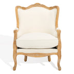 Wing Chair, Natural Linen / Ivory / Black, Camelback Style, Single Seat