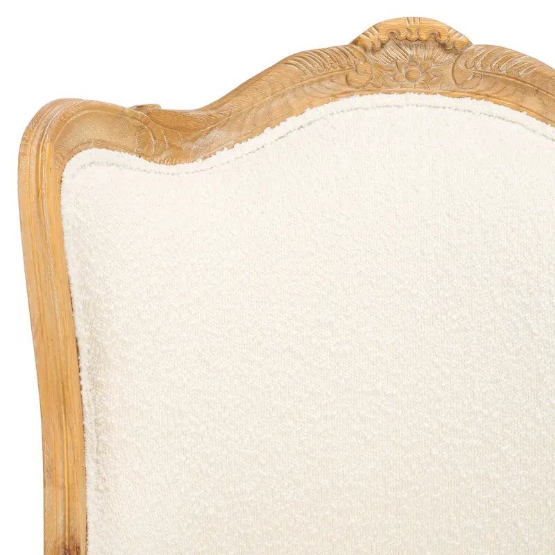 Wing Chair, Natural Linen / Ivory / Black, Camelback Style, Single Seat