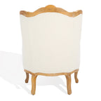 Wing Chair, Natural Linen / Ivory / Black, Camelback Style, Single Seat