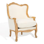 Wing Chair, Natural Linen / Ivory / Black, Camelback Style, Single Seat