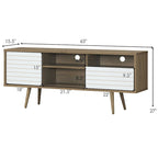Oak & White TV Stand with 3 Shelves, Cabinet & Drawer, Fits up to 65"