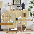 Rustic Storage Cabinet with 2 Rattan Doors
