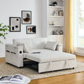 Beige/Black/Grey Velvet 2-Seat Pull-Out Sofa Bed with Storage & USB Port