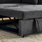 Beige/Black/Grey Velvet 2-Seat Pull-Out Sofa Bed with Storage & USB Port