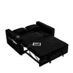 Beige/Black/Grey Velvet 2-Seat Pull-Out Sofa Bed with Storage & USB Port