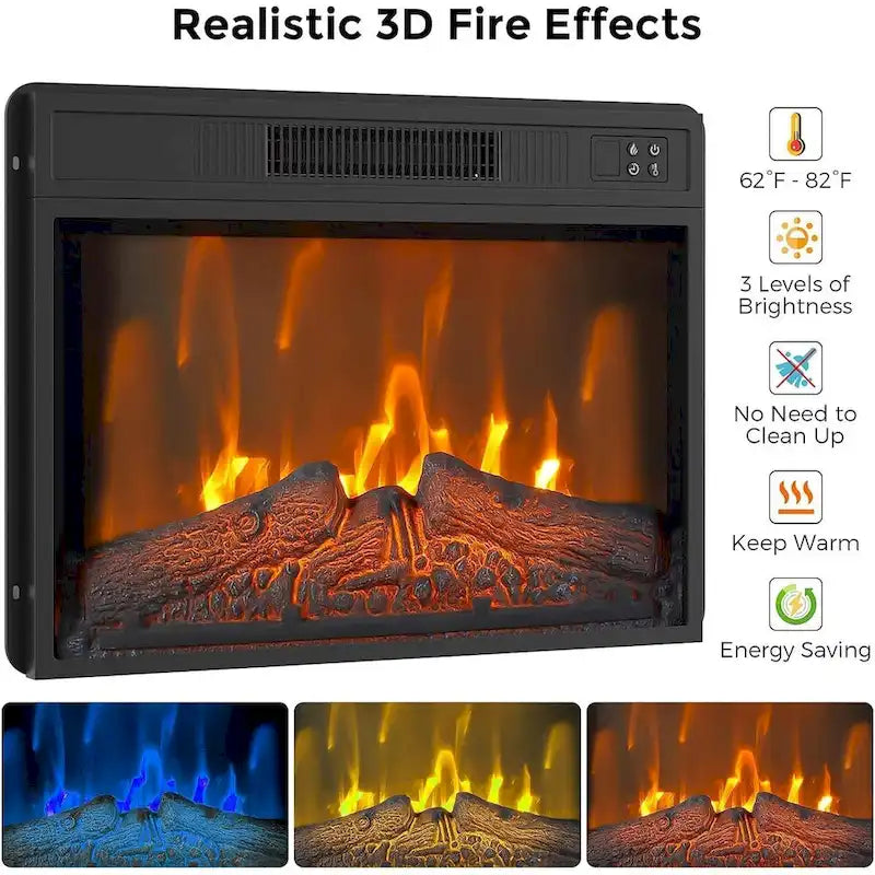 Black Farmhouse Electric Fireplace TV Stand, Fits TVs up to 65"