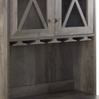 Charcoal Grey Farmhouse Bar Cabinet with Glass Door & Wine Rack, Single