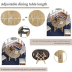 Round Extendable Dining Table, Natural Wood / Espresso, X-Base, Seats 4–6