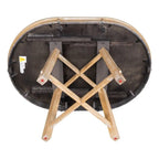 Round Extendable Dining Table, Natural Wood / Espresso, X-Base, Seats 4–6