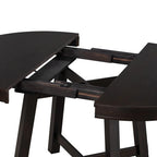Round Extendable Dining Table, Natural Wood / Espresso, X-Base, Seats 4–6