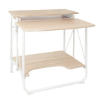 White / Black / Silver Folding Desk with Monitor Shelf – Single User