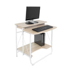 White / Black / Silver Folding Desk with Monitor Shelf – Single User