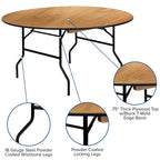 Natural, Round, Folding Banquet Table (Seats up to 8)
