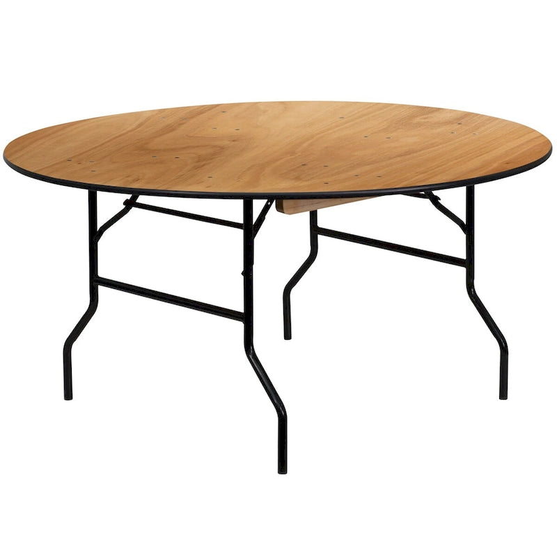 Natural, Round, Folding Banquet Table (Seats up to 8)