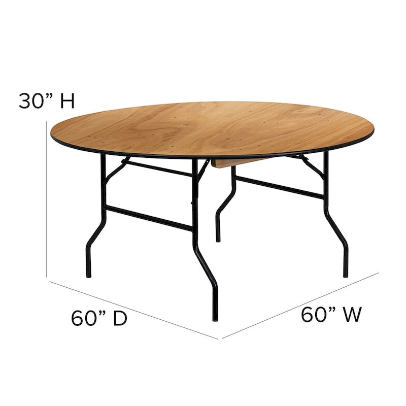 Natural, Round, Folding Banquet Table (Seats up to 8)