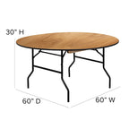 Natural, Round, Folding Banquet Table (Seats up to 8)