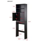 White/Black Farmhouse Over-Toilet Storage Cabinet with Barn Doors, 1-Person Assembly