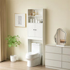 White/Black Farmhouse Over-Toilet Storage Cabinet with Barn Doors, 1-Person Assembly