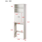 White/Black Farmhouse Over-Toilet Storage Cabinet with Barn Doors, 1-Person Assembly