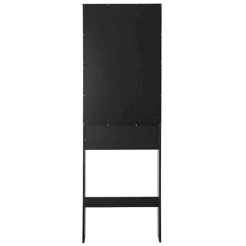 White/Black Farmhouse Over-Toilet Storage Cabinet with Barn Doors, 1-Person Assembly