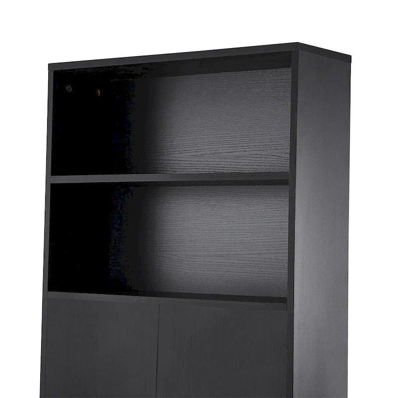 White/Black Farmhouse Over-Toilet Storage Cabinet with Barn Doors, 1-Person Assembly