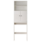 White/Black Farmhouse Over-Toilet Storage Cabinet with Barn Doors, 1-Person Assembly
