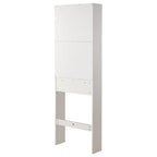 White/Black Farmhouse Over-Toilet Storage Cabinet with Barn Doors, 1-Person Assembly