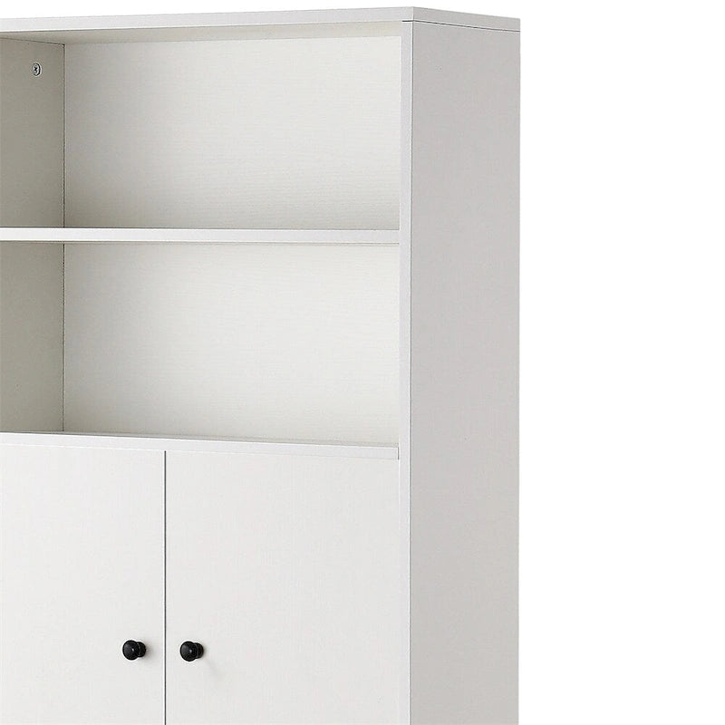 White/Black Farmhouse Over-Toilet Storage Cabinet with Barn Doors, 1-Person Assembly