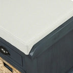 White Storage Bench with 3 Drawers & 3 Wicker Baskets, 1-Person Seat