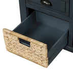 White Storage Bench with 3 Drawers & 3 Wicker Baskets, 1-Person Seat